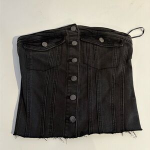 Black Refuge Denim Button-Up Tube Top